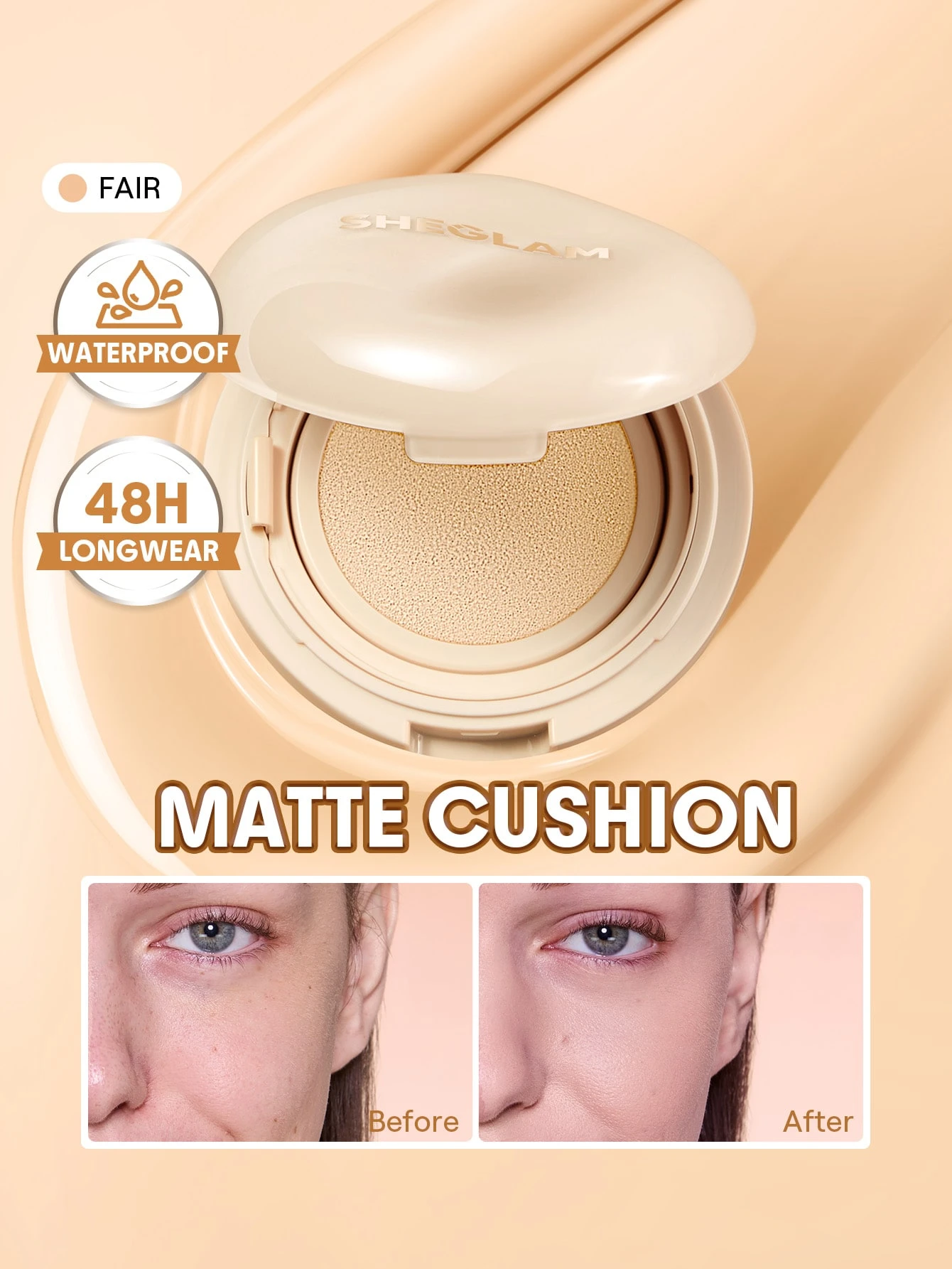 SHEGLAM Lock & Go Long-Lasting Fond De Teint Cushion-Nutmeg Marque De Beauté CosméTique — vue 4
