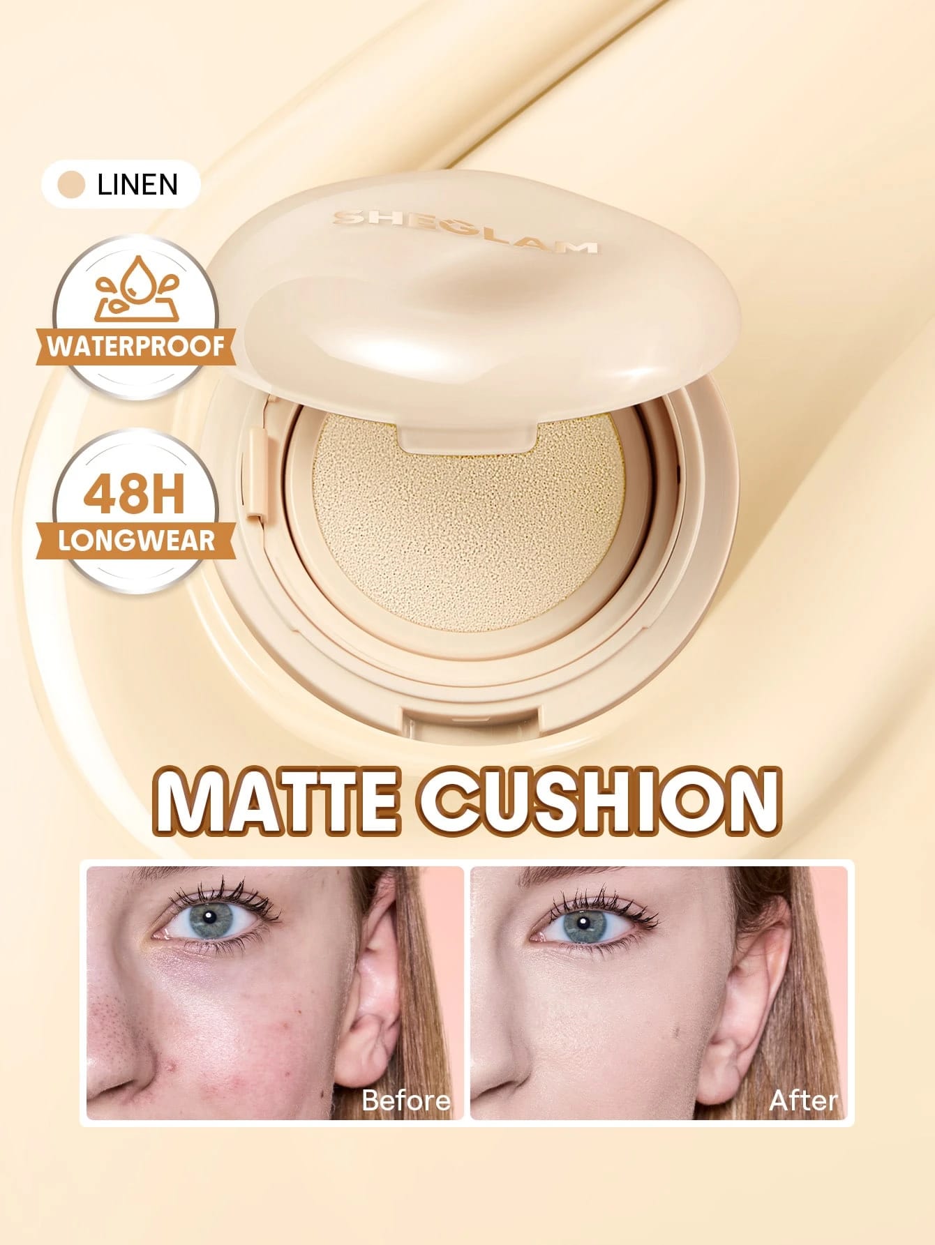 SHEGLAM Lock & Go Long-Lasting Fond De Teint Cushion-Nutmeg Marque De Beauté CosméTique