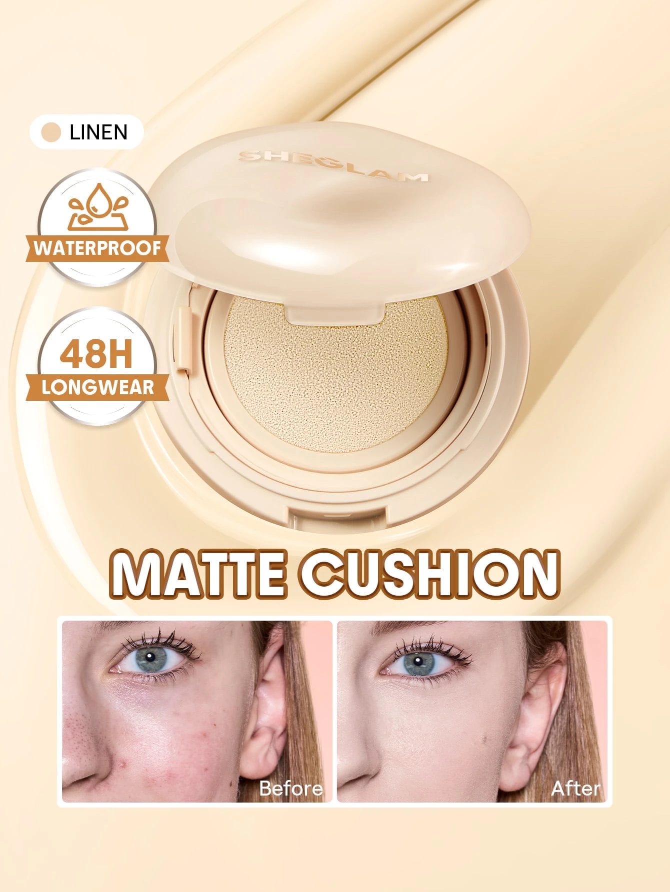 SHEGLAM Lock & Go Long-Lasting Fond De Teint Cushion-Nutmeg Marque De Beauté CosméTique