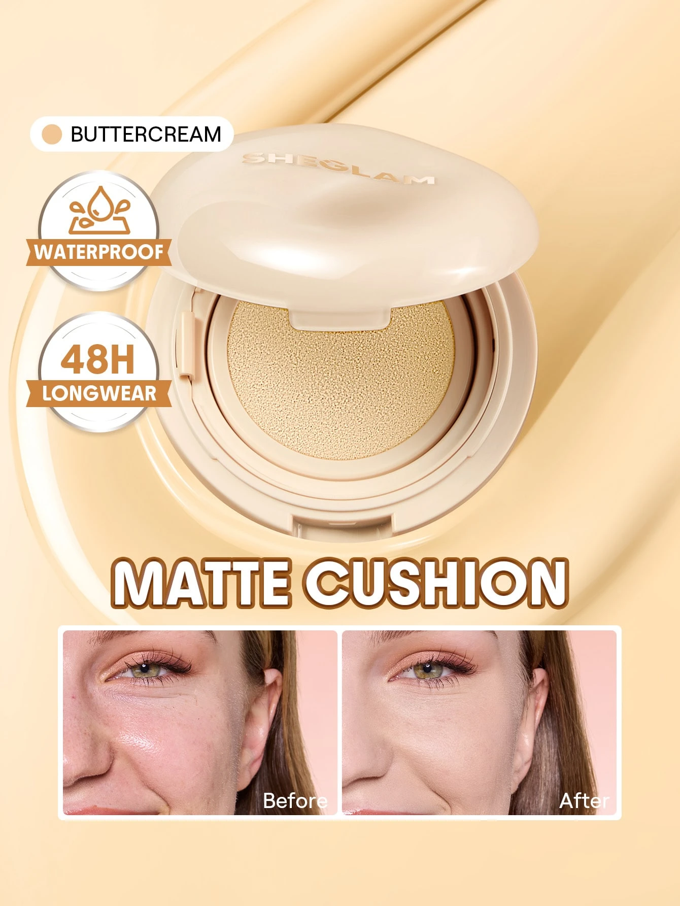 SHEGLAM Lock & Go Long-Lasting Fond De Teint Cushion-Nutmeg Marque De Beauté CosméTique — vue 2