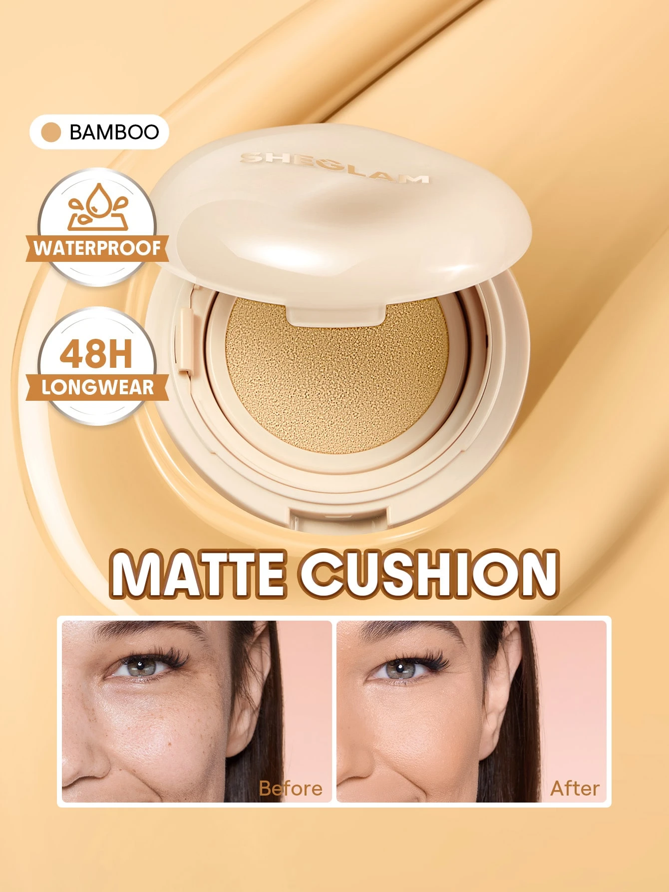 SHEGLAM Lock & Go Long-Lasting Fond De Teint Cushion-Nutmeg Marque De Beauté CosméTique — vue 6