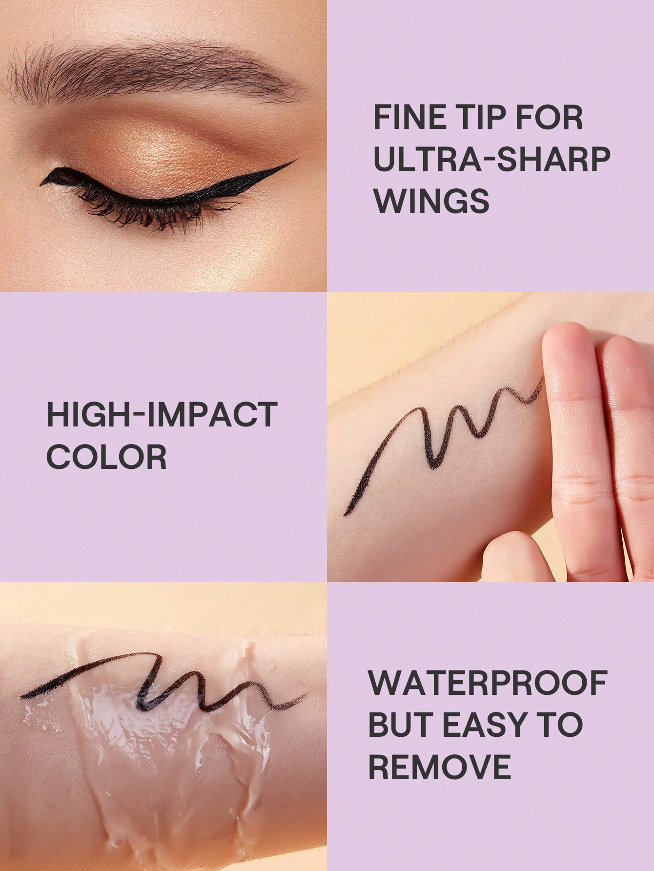 SHEGLAM Traceur pour les yeux liquide Eternal Beauty - Crayon yeux noir mat imperméable, — vue 3