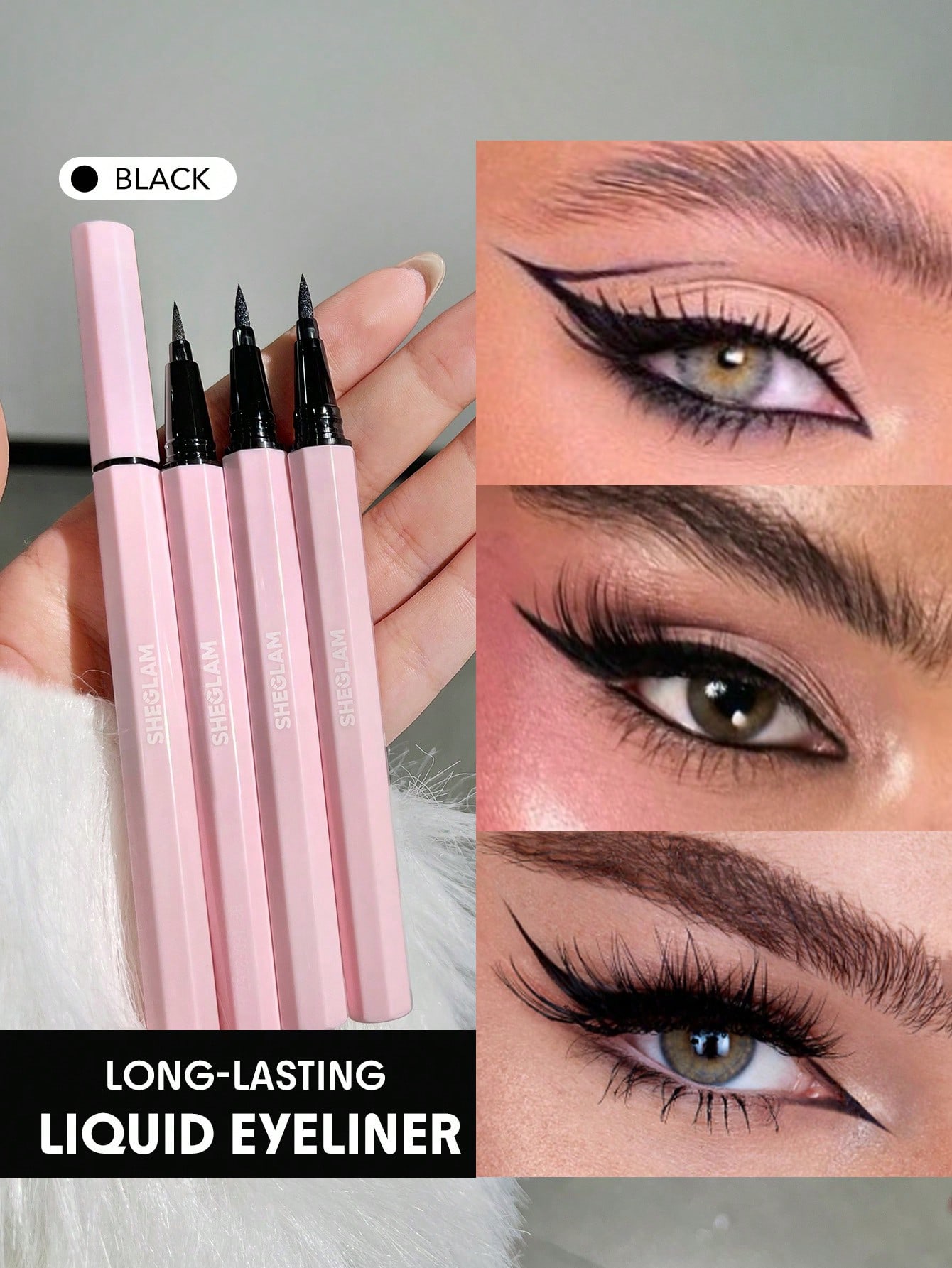 SHEGLAM Traceur pour les yeux liquide Eternal Beauty - Crayon yeux noir mat imperméable, — vue 7